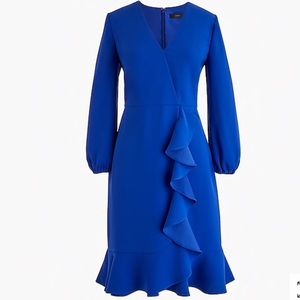 J. Crew Ruffle Business Formal Dress 00 XXS Blue